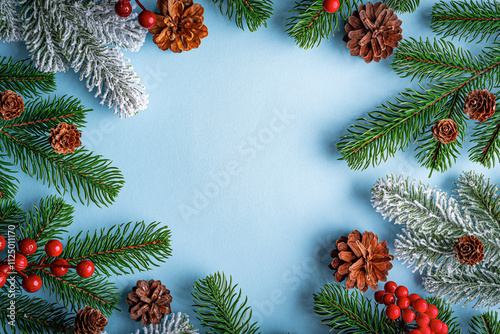 Obraz na płótnie Christmas background. New Year and Christmas decorations as a festive background. Top view. w salonie