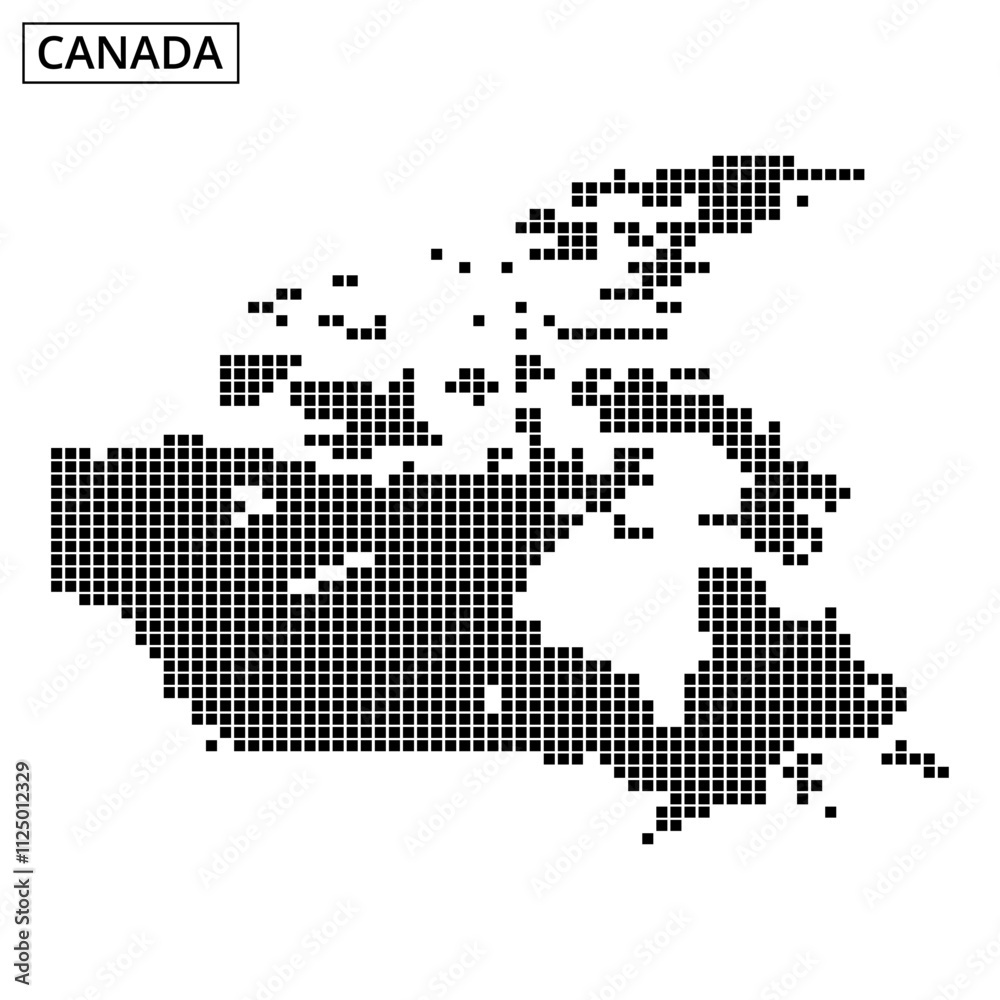 Obraz premium Detailed dotted map of Canada showcasing geographical features and locations