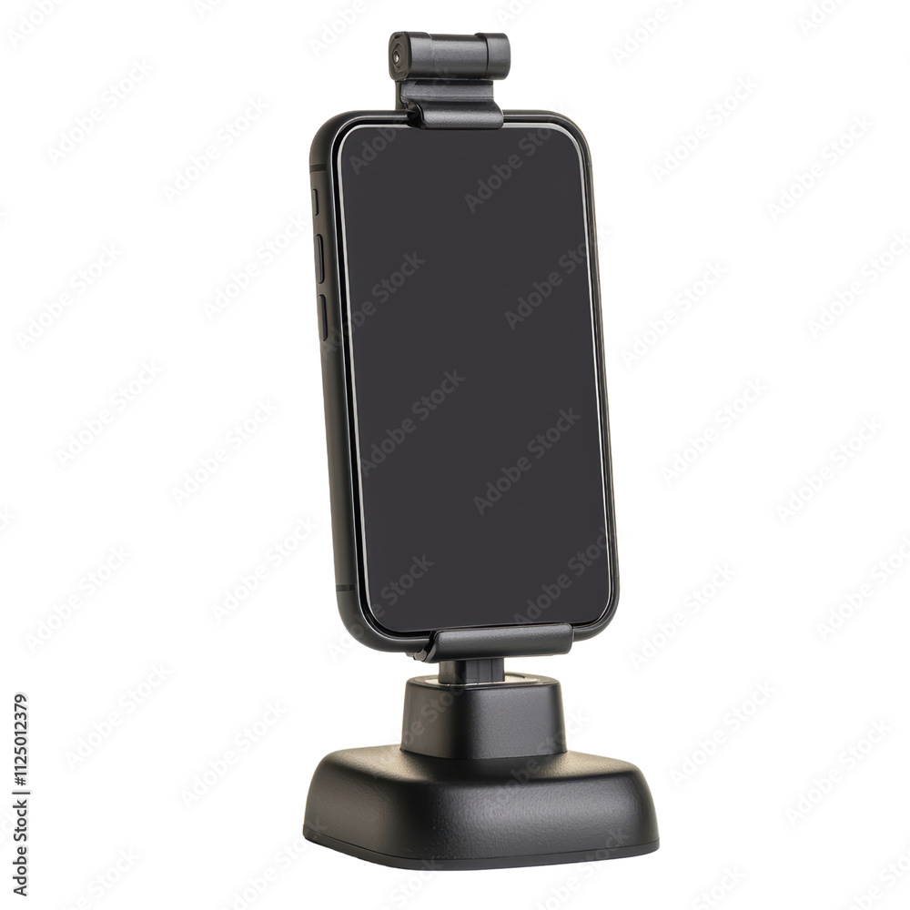 Smartphone holder with adjustable stand on transparency background Smartphone holder with adjustable stand on transparency background
