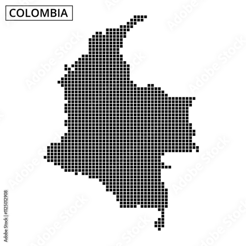 Detailed dotted map representation of Colombia emphasizing geographic shape and borders