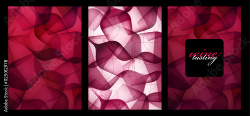 backgrounds with Illustration of wine glasses with color gradients of red wine. Elegant backgrounds for wine designs. Vector