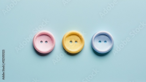 Colorful buttons on a light surface, suitable for creative and art projects.