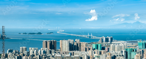 Obraz na plátně Panoramic view of Hong Kong-Zhuhai-Macao Bridge and ocean natural scenery