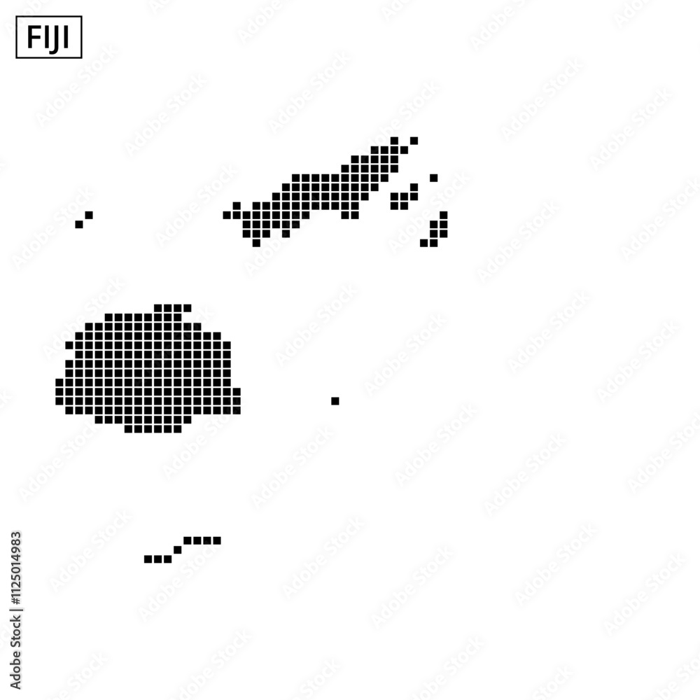 Obraz premium Map of Fiji showcasing its unique geographical features and island formations