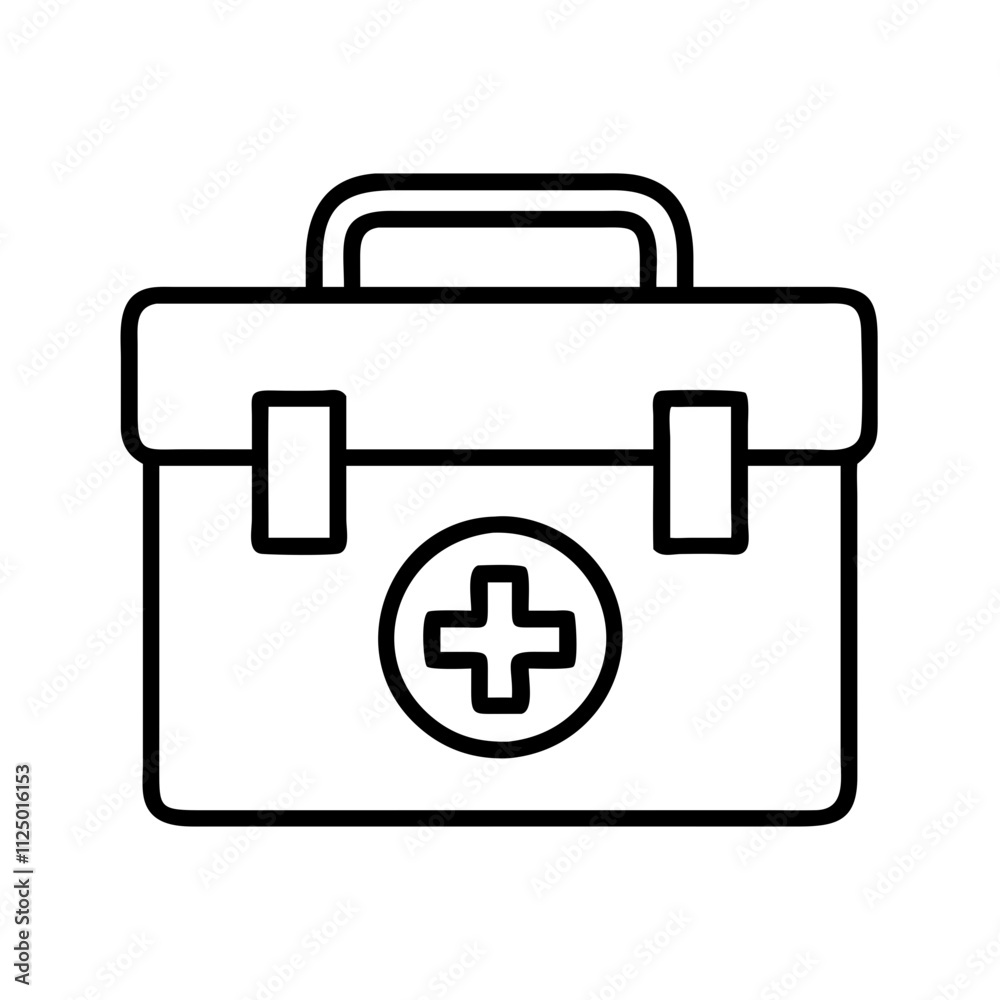 first aid kit icon, fitness vector icon, health vector illustration - black outline icon of first aid kit symbolizing fitness, health, and healthcare in simple design. first aid kit icon, fitness vector icon, health vector illustration - black outline icon of first aid kit symbolizing fitness, health, and healthcare in simple design.