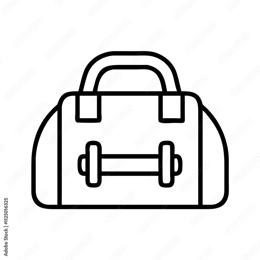 gym bag icon, fitness vector icon, health vector illustration - black outline icon of gym bag symbolizing fitness, health, and healthcare in simple design. gym bag icon, fitness vector icon, health vector illustration - black outline icon of gym bag symbolizing fitness, health, and healthcare in simple design.