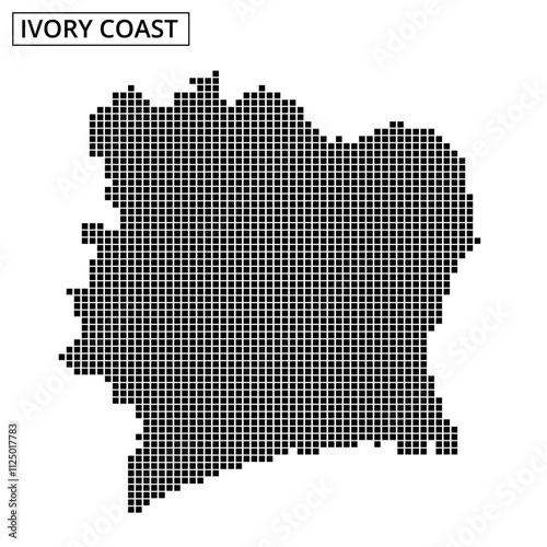 Detailed map illustrating the geographic outline of Ivory Coast with textured design
