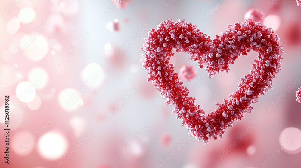 Fototapeta premium Bacteria arrange into a heart shape under electron microscopy, revealing fascinating patterns and vibrant colors