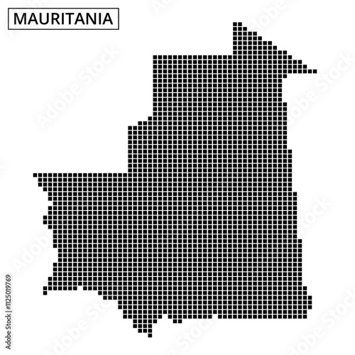 Dotted map illustration of Mauritania showcasing unique geographic outline and design