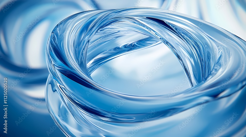An abstract swirl of translucent blue curves creates a mesmerizing wave-like pattern. An abstract swirl of translucent blue curves creates a mesmerizing wave-like pattern.