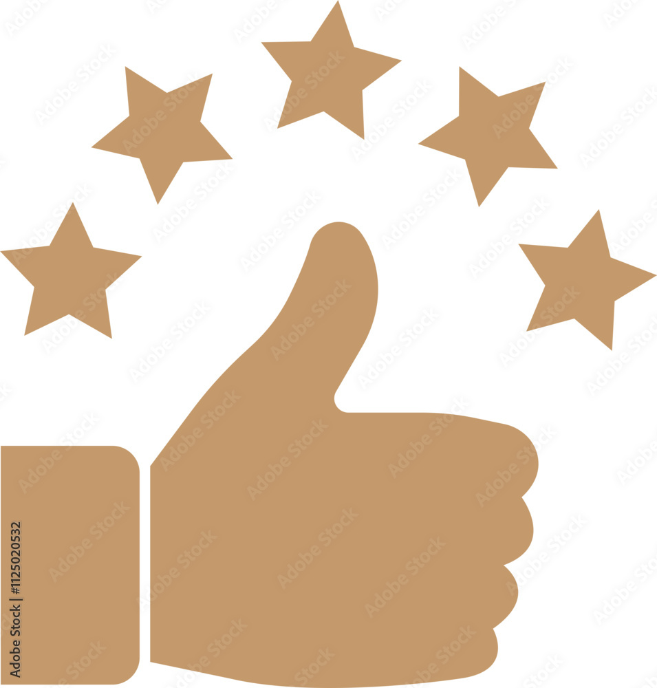 Thumb up with five stars icon in flat style, representing a high rating or positive feedback. Perfect for review or business marketing material. Satisfaction sign isolated on transparent background. Thumb up with five stars icon in flat style, representing a high rating or positive feedback. Perfect for review or business marketing material. Satisfaction sign isolated on transparent background.