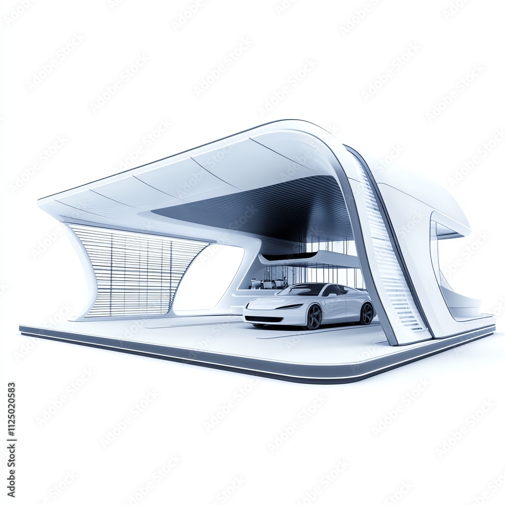 an automated parking structure, innovative city infrastructure, isolated on white background an automated parking structure, innovative city infrastructure, isolated on white background