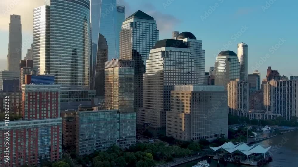 aerial skyline of new york city USA aerial skyline of new york city USA