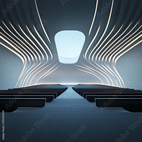 Conceptual concert hall, acoustically optimized futuristic design, 3D illustration