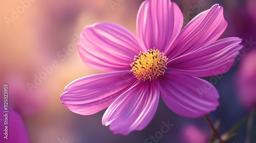 A vibrant pink flower with delicate petals, standing out against a softly blurred background, exuding beauty and elegance.