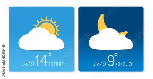 Cloudy weather forecast for September 22 with daytime and nighttime temperatures