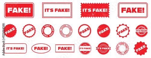 Set of red fake seal stamp on a white background