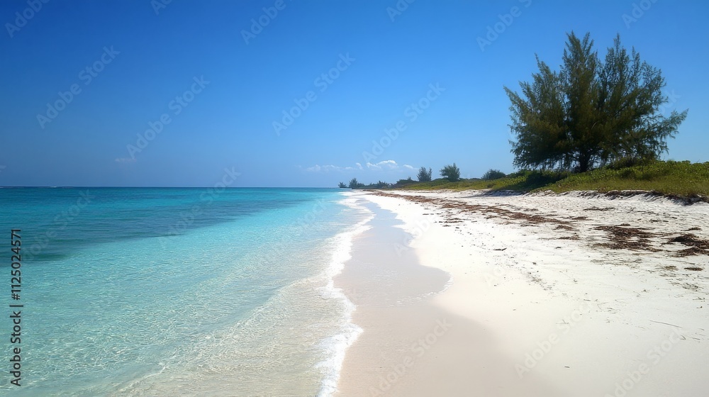 Serene Tropical Beach Scene With Azure Waters Serene Tropical Beach Scene With Azure Waters