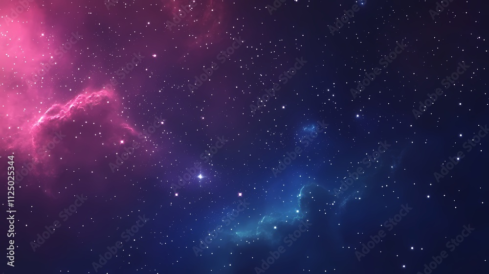 A mesmerizing cosmic scene showcasing vibrant pink and blue nebulae filled with countless stars. A mesmerizing cosmic scene showcasing vibrant pink and blue nebulae filled with countless stars.