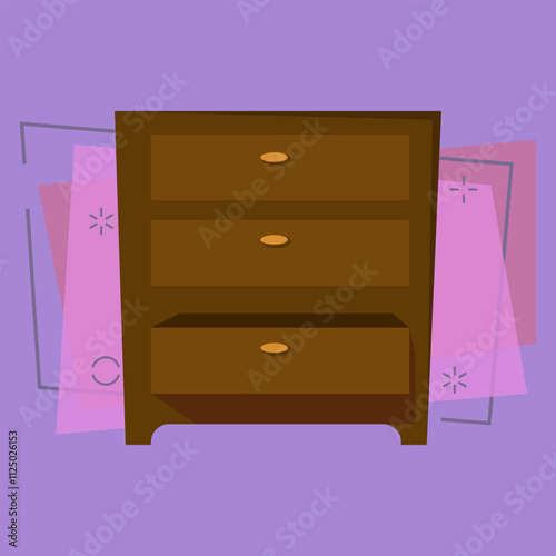 File cabinet. Boxes for papers, archive, furniture. Office attributes concept. Vector illustration can be used for topics like storage, paperwork, interior