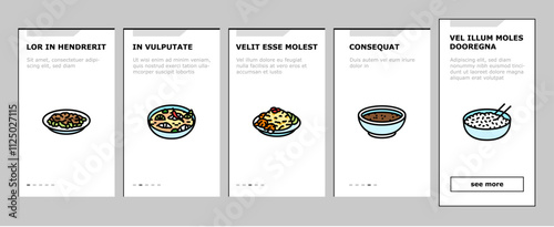 thai cuisine food asia onboarding mobile vector curry table, various thailand, menu rice, plate delicious, som, meal, dish, cooking thai cuisine food asia illustrations