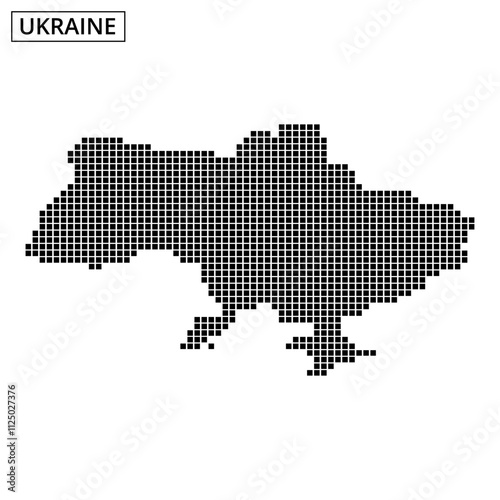 Ukraine outline map filled with dot pattern showcasing geographical features clearly