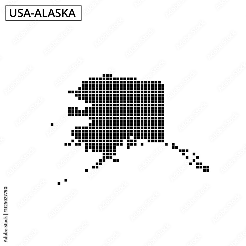 Obraz premium Unique dotted representation of Alaska showcasing its distinct outline and geography
