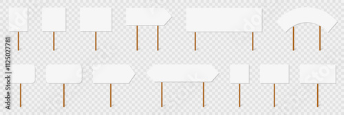 Set of blank sign picket protest in a flat design