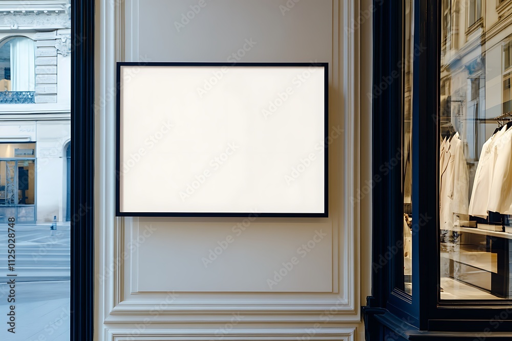 Fototapeta premium Large square blank poster in the gallery with clipping path around poster. 3d illustration 