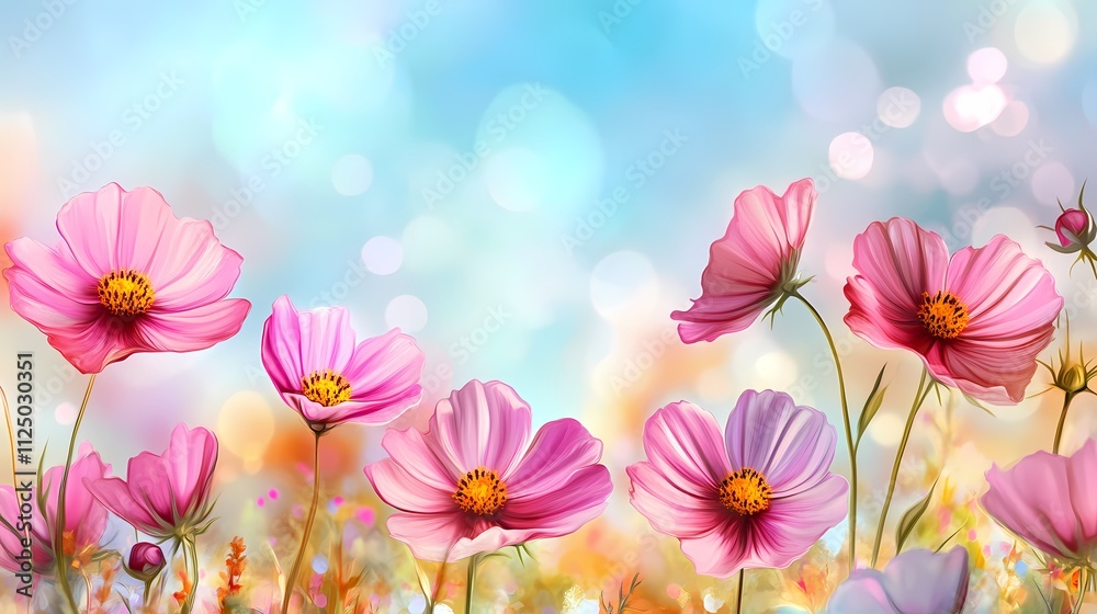 A vibrant display of pink flowers against a dreamy, softly blurred background. A vibrant display of pink flowers against a dreamy, softly blurred background.