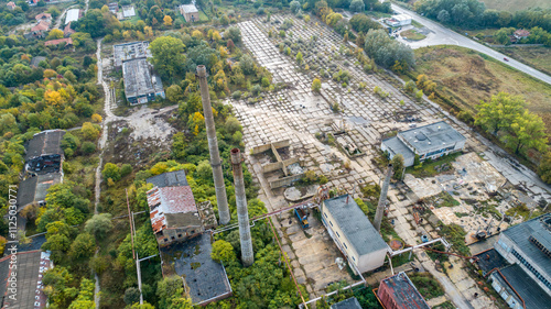 Fotografie Aerial view of abandoned factory in Bulgaria