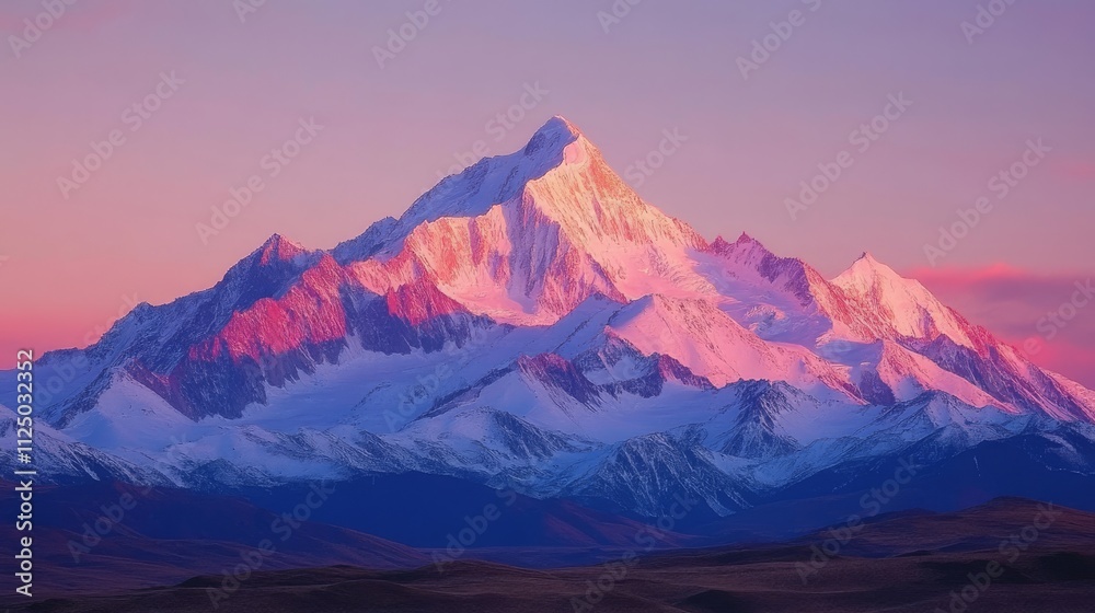 Fototapeta premium Majestic Snowcapped Mountain Range at Sunrise