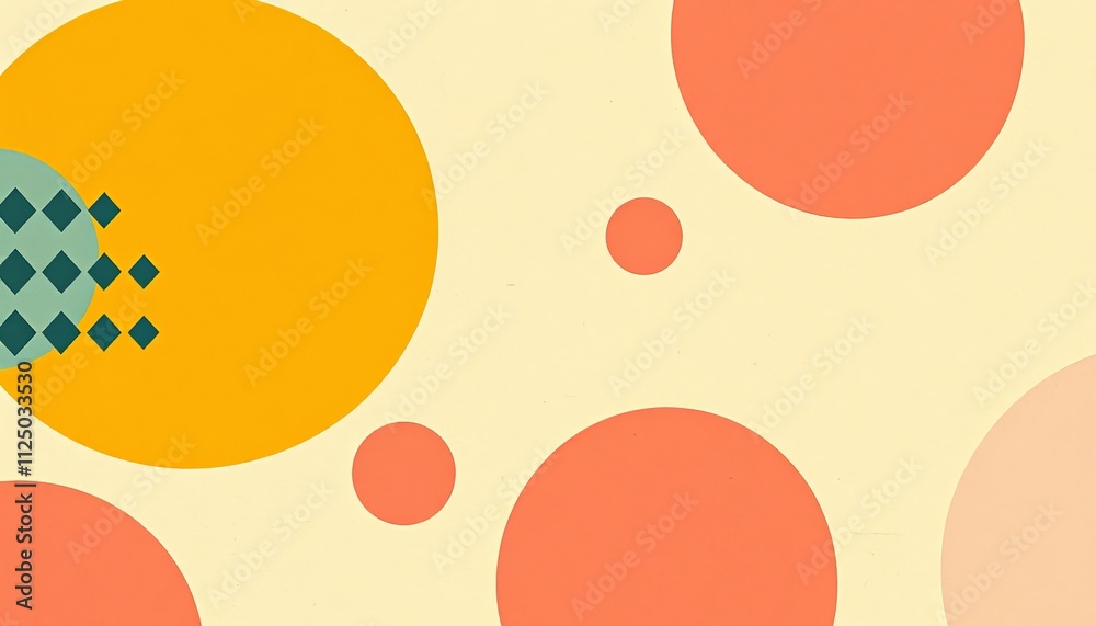Playful Polka Dot Design With Abstract Shapes And Bright Orange Yellow Tones Playful Polka Dot Design With Abstract Shapes And Bright Orange Yellow Tones
