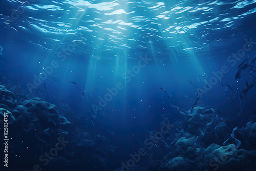 Fantastic Processed collage of blue water waves texture in sunlight