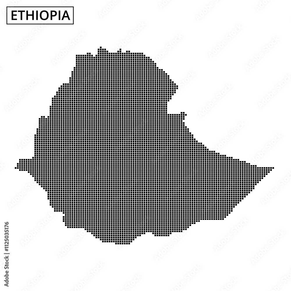 Map highlighting the borders of Ethiopia with a unique dot pattern and design element Map highlighting the borders of Ethiopia with a unique dot pattern and design element