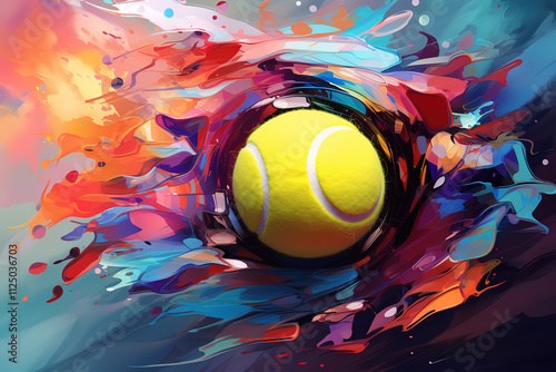 Exceptional Tennis tournament themed poster, incorporating modern sports elements, clean background photo