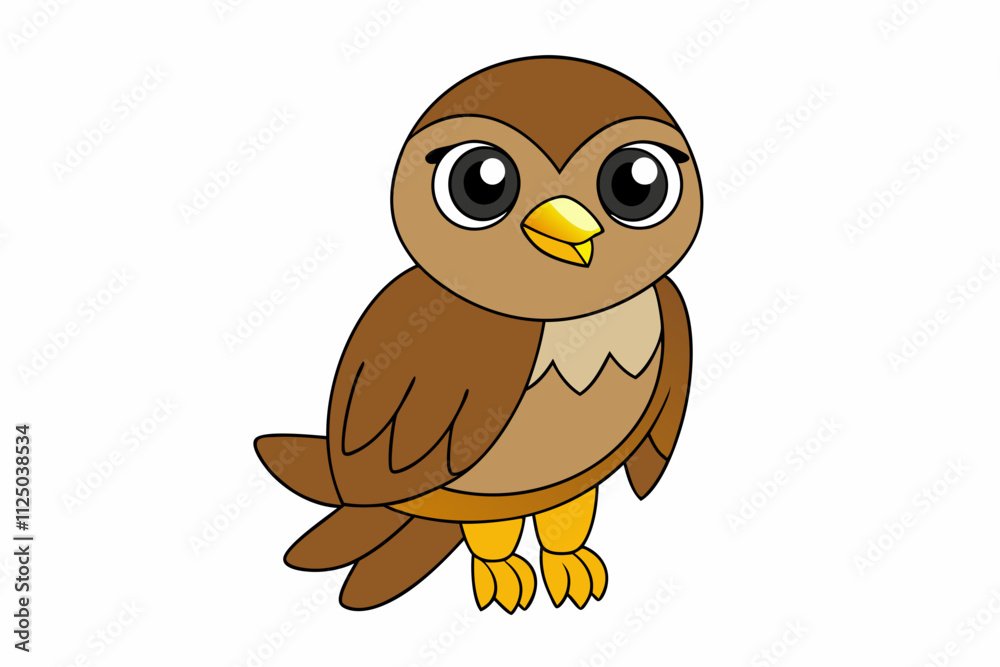 Cute Hawk Vector Illustration: Adorable Bird Design