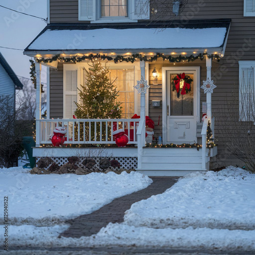 celebrating Christmas snowy season with festive ornaments decoration. Ai Generated