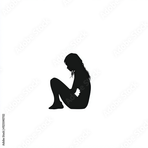 Lady Sitting Silhouette, Bl...