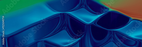 a blue and green background with a red and green background