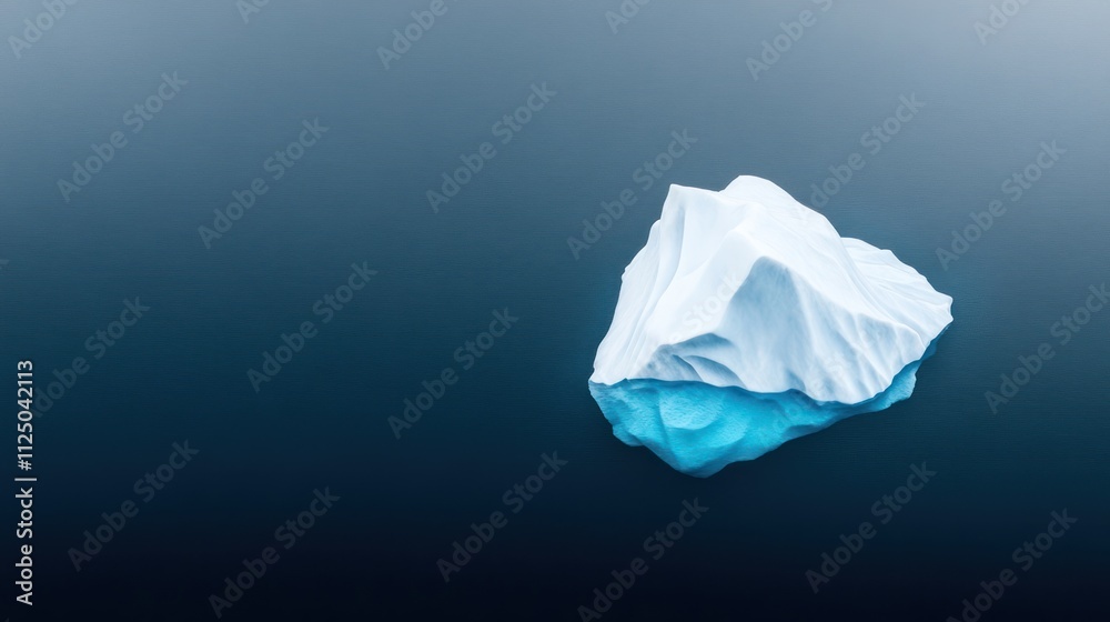 A solitary iceberg floating in calm, deep blue waters. A solitary iceberg floating in calm, deep blue waters.