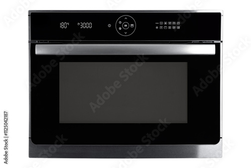 Electric oven, black color, isolated