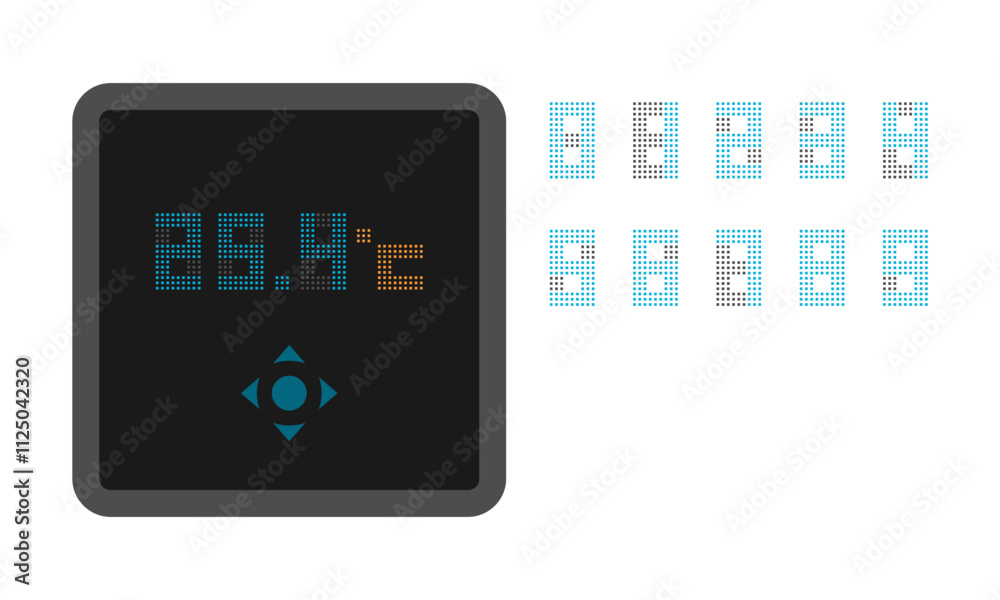 thermostat vector set, smart wall thermostat with square shape vector illustration isolated on white background. thermostat vector set, smart wall thermostat with square shape vector illustration isolated on white background.