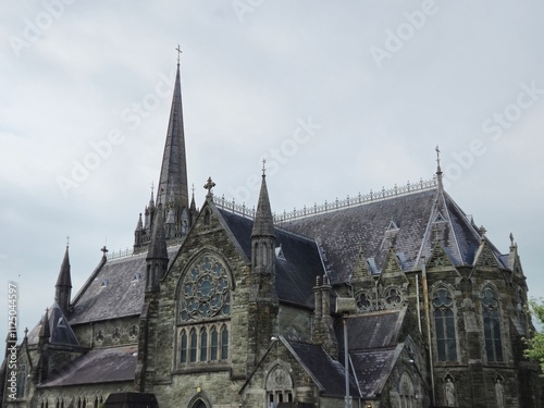 Medieval Architecture with Sky and Clouds Behind a Building Facade