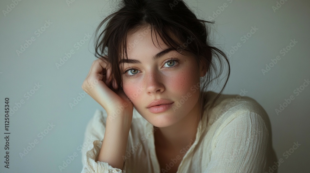 a woman reveals her emotional depth, blending beauty and frustration. The white background enhances her sensual pose, encouraging a moment of self-reflection on beauty.
a woman reveals her emotional depth, blending beauty and frustration. The white background enhances her sensual pose, encouraging a moment of self-reflection on beauty.