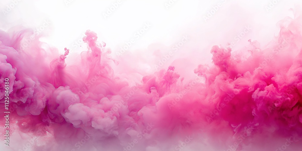 Fototapeta premium Pink Ink Cloud Abstract Fluid Composition, Gradient Hues, Dreamlike Atmosphere