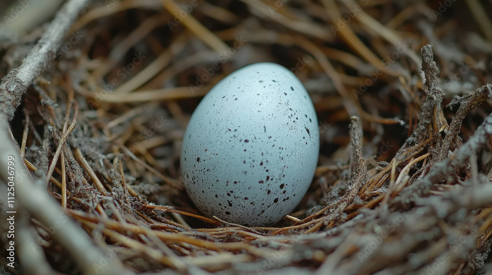 solitary speckled egg rests in nest made of twigs and dried grass, showcasing nature delicate beauty and simplicity. serene environment highlights egg unique patterns solitary speckled egg rests in nest made of twigs and dried grass, showcasing nature delicate beauty and simplicity. serene environment highlights egg unique patterns