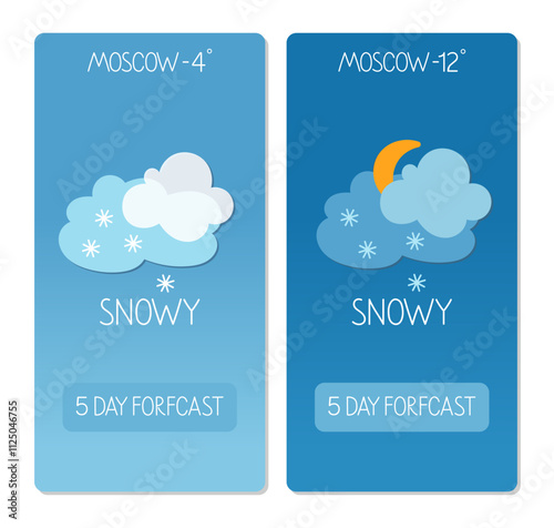 Weather forecast shows snowy conditions in Moscow with varying temperatures