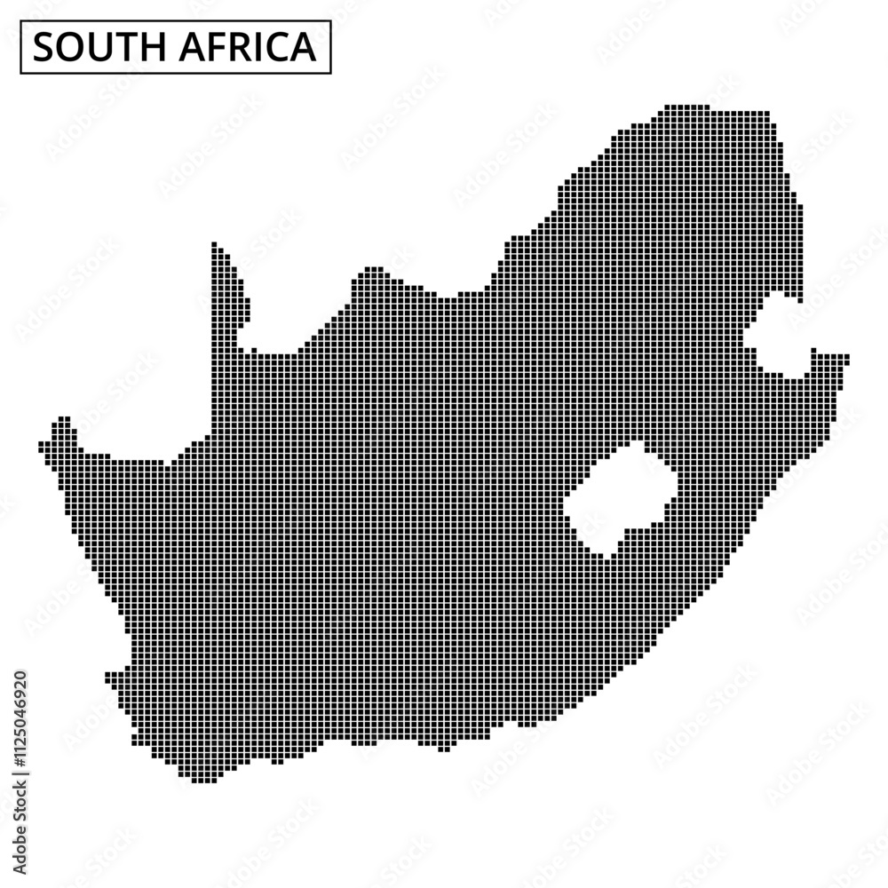 Map representation of South Africa with dotted pattern and light effects displayed Map representation of South Africa with dotted pattern and light effects displayed