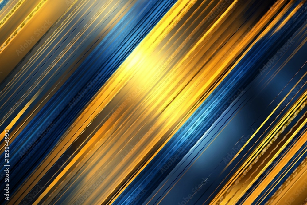 Fototapeta premium An abstract golden background with dynamic stripes and grid overlays in contrasting blue hues